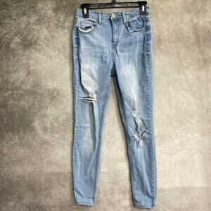 Mudd Ripped Jeans Junior 7 Blue High Rise Jean Legging FLX Stretch Denim